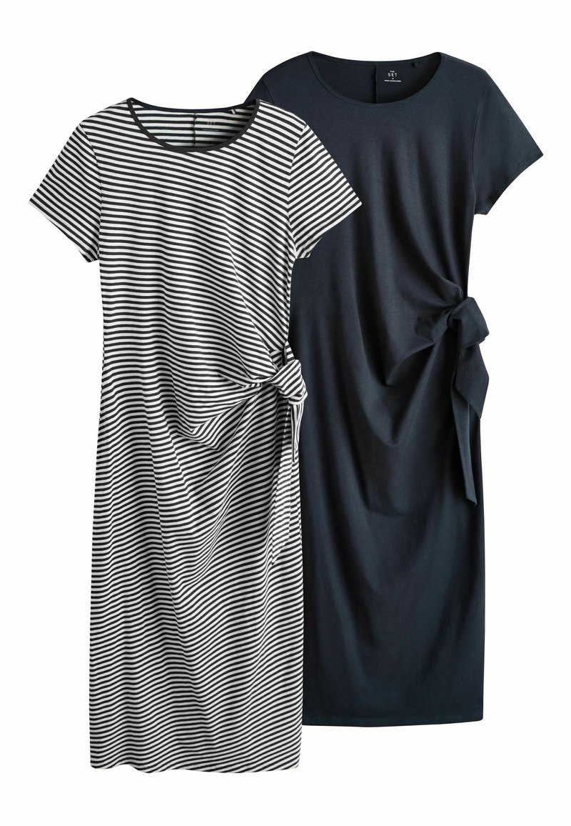 THE SET REGULAR FIT - 2 PACK TIE FRONT KNOTTED - Robe longue - navy ...
