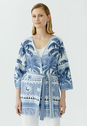 Oui, Jacquard - Cardigan - blue white