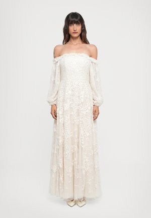 LUNARIA WREATH OFF SHOULDER LONG SLEEVE ANKLE GOWN EXCLUSIVE - Gallakjole - cream/cream