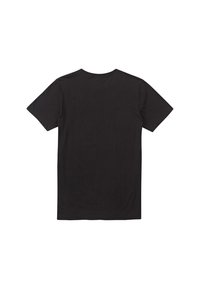 Black short-sleeve t-shirt made of soft cotton. Classic crew neck design with a smooth texture and no visible patterns or accents.