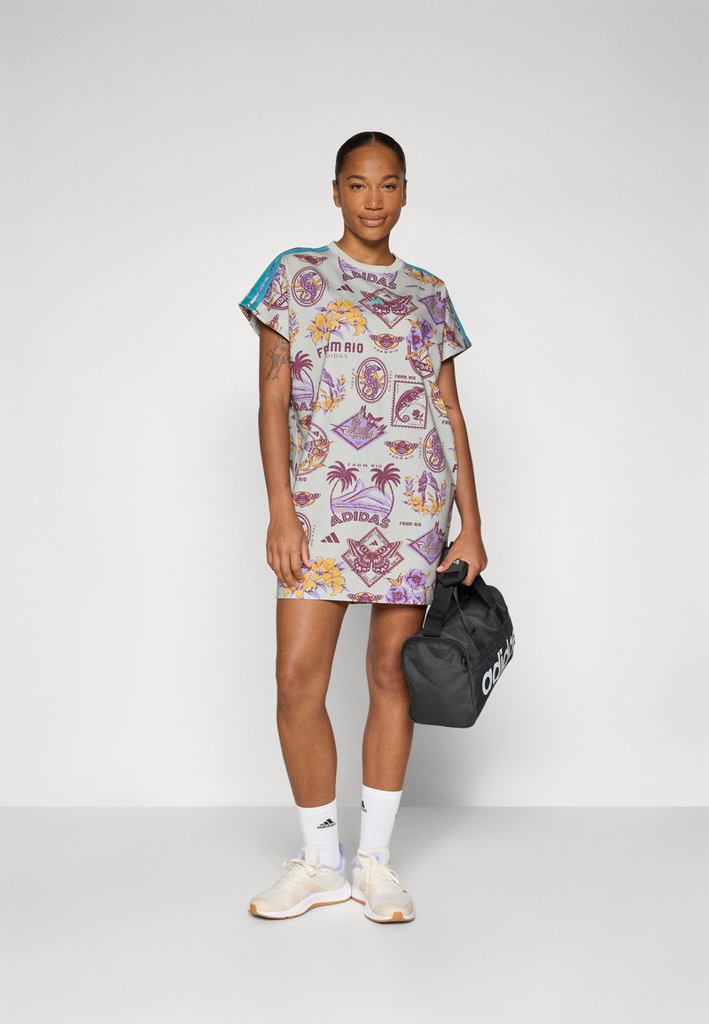 adidas Sportswear FARM DRESS - Jersey dress - ash silver/corn gold/violet  fusion/multi-coloured - Zalando.ie