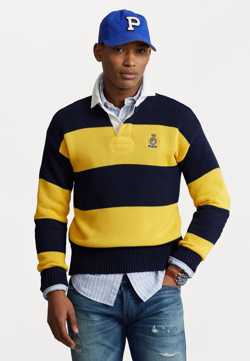 Polo Ralph Lauren STRIPE RUGBY LONG SLEEVE Trui navy/donkerblauw