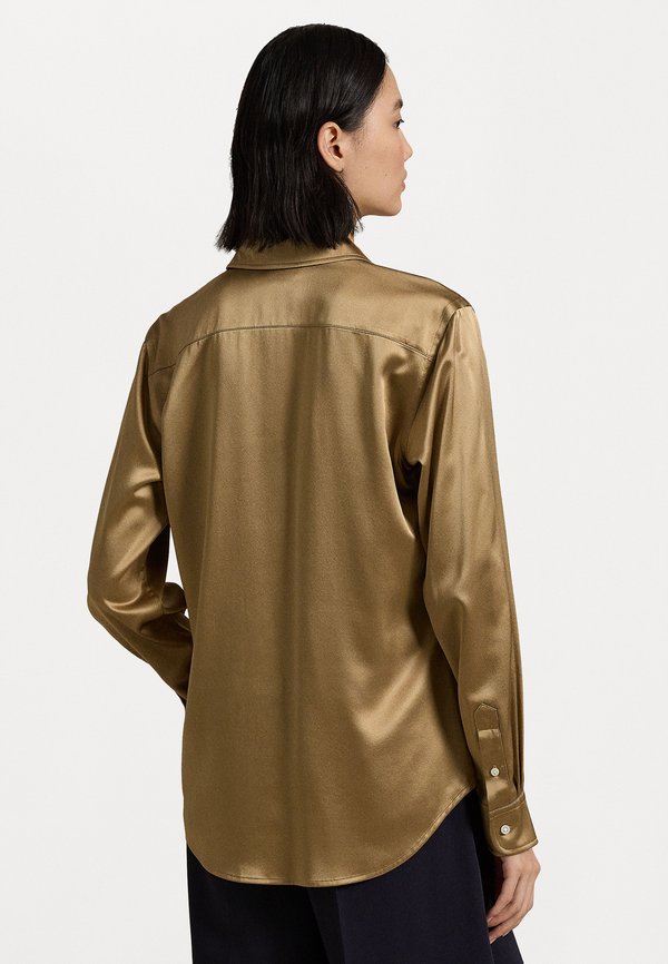 SLIM FIT SILK SHIRT - Button-down blouse - tan2