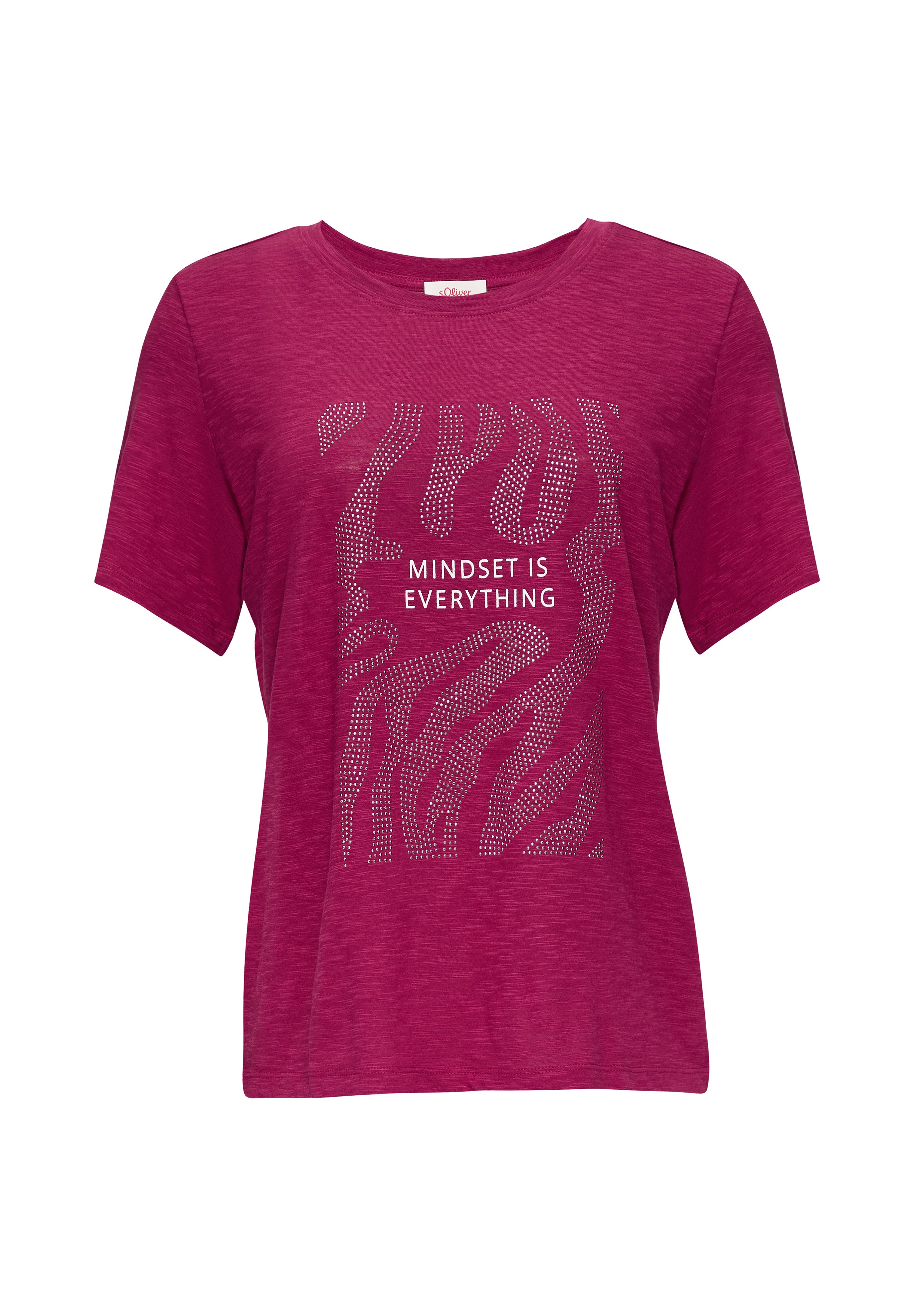 S.Oliver Damen T-Shirt Aus Baumwolle-Viskose – Uni In Ecru, Mit Rundhalsausschnitt, Kurzen Ärmeln & Stickerei, Clean & Modisch