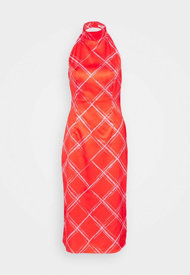 HALTERNECK SLEEVELESS MIDI DRESS - Etuikjoler - red