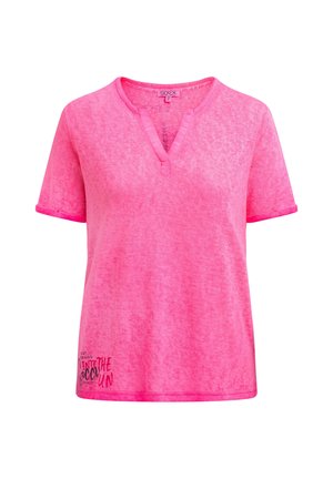Soccx, SOCCX T-SHIRT MIT LEINEN-OPTIK UND RÜCKENPRINT - Print T-shirt - vivid pink