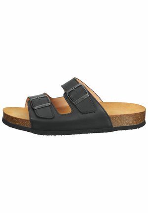 Pantolette flach - schwarz