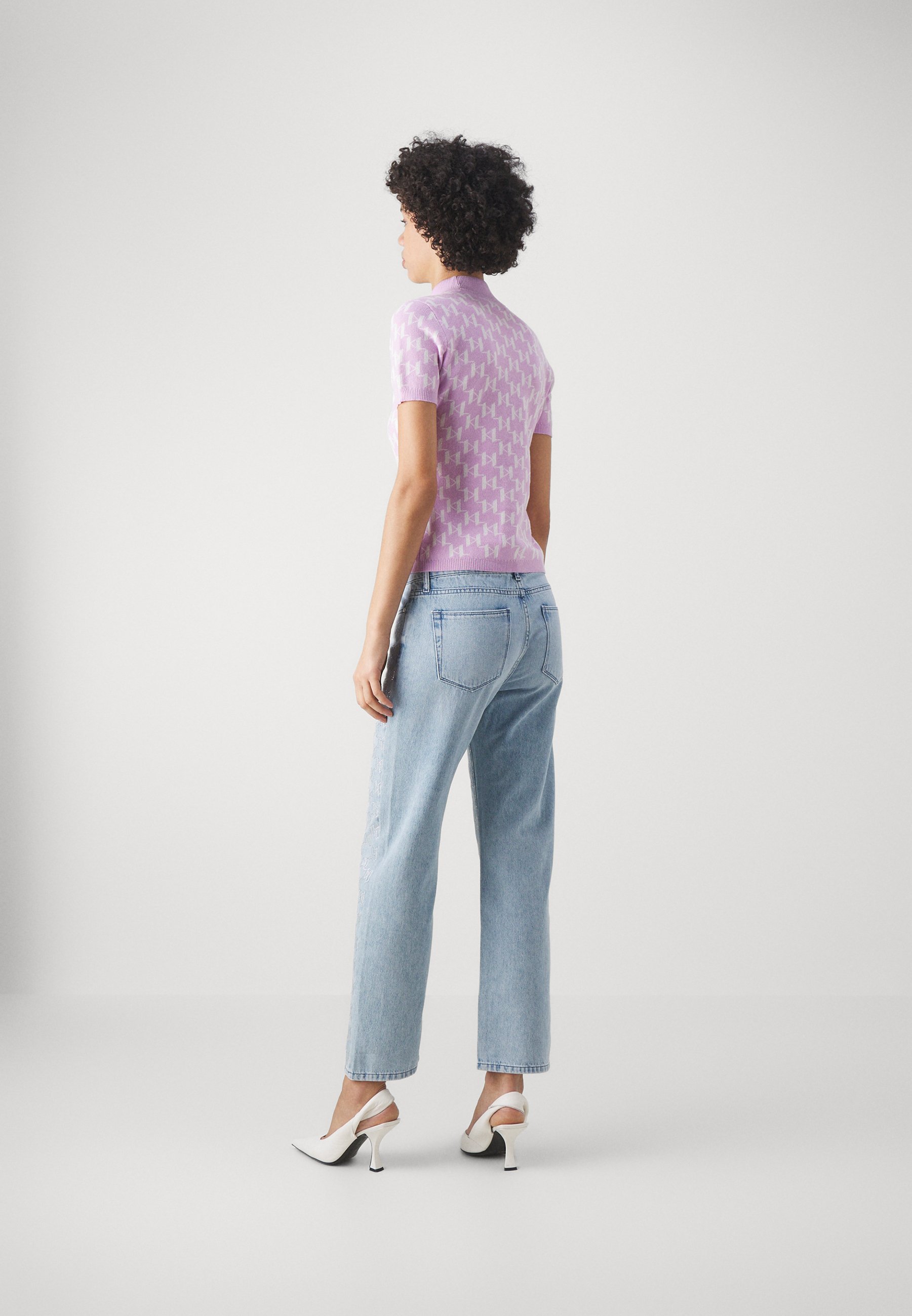 KARL LAGERFELD RHINESTONE PANTS - Straight leg jeans - light