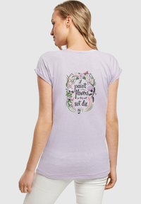 Merchcode FRIDA KAHLO SKELETON EXTENDED SHOULDER TEE - Marškinėliai su spaudiniu - lilac