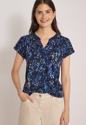 Cecil, T-SHIRT MIT SPLIT NECK UND PRINT - T-shirt print - urban dark blue
