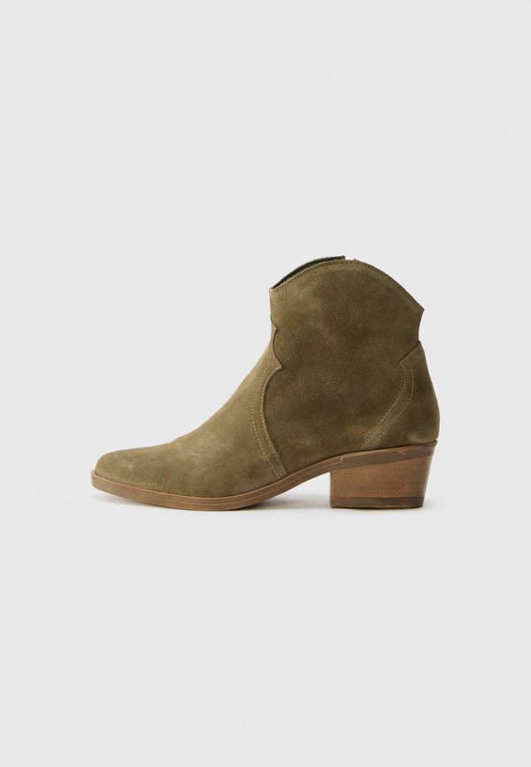LEATHER - Cowboy/biker ankle boot - khaki