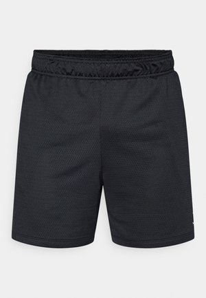 Črne atletske kratke hlače iz mrežastega materiala, z elastičnim pasom in čistim zaključkom roba. Brez dodatnih oblikovnih elementov ali poudarkov.