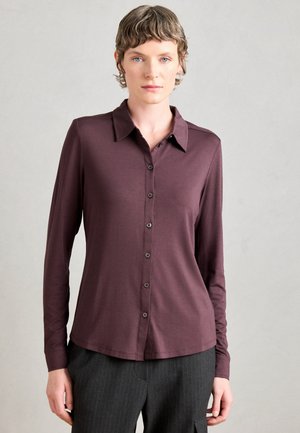 BLOUSE LONG SLEEVE COLLAR BUTTON PLACKET - Chemisier - black cherry