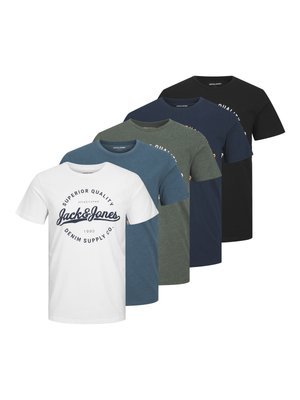 Jack & Jones 5 PACK - Nyomott mintás póló - black white navy mv sb