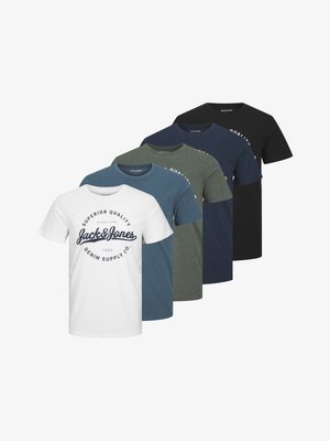 Jack & Jones 5 PACK - Tricou cu imprimeu - black white navy mv sb