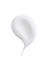 Weißliche, cremige Substanz mit glattem, glänzendem Textur, geformt wie ein Tropfen, der einer Lotion oder Feuchtigkeitscreme ähnelt.