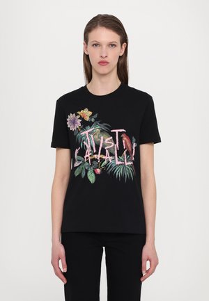Just Cavalli LOGO FLOWER - Print T-shirt - black
