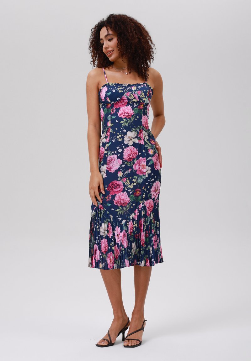 navy and pink cocktail dress INFINITA Sheath Illusion Navy Pink Evening Gown Alesia C