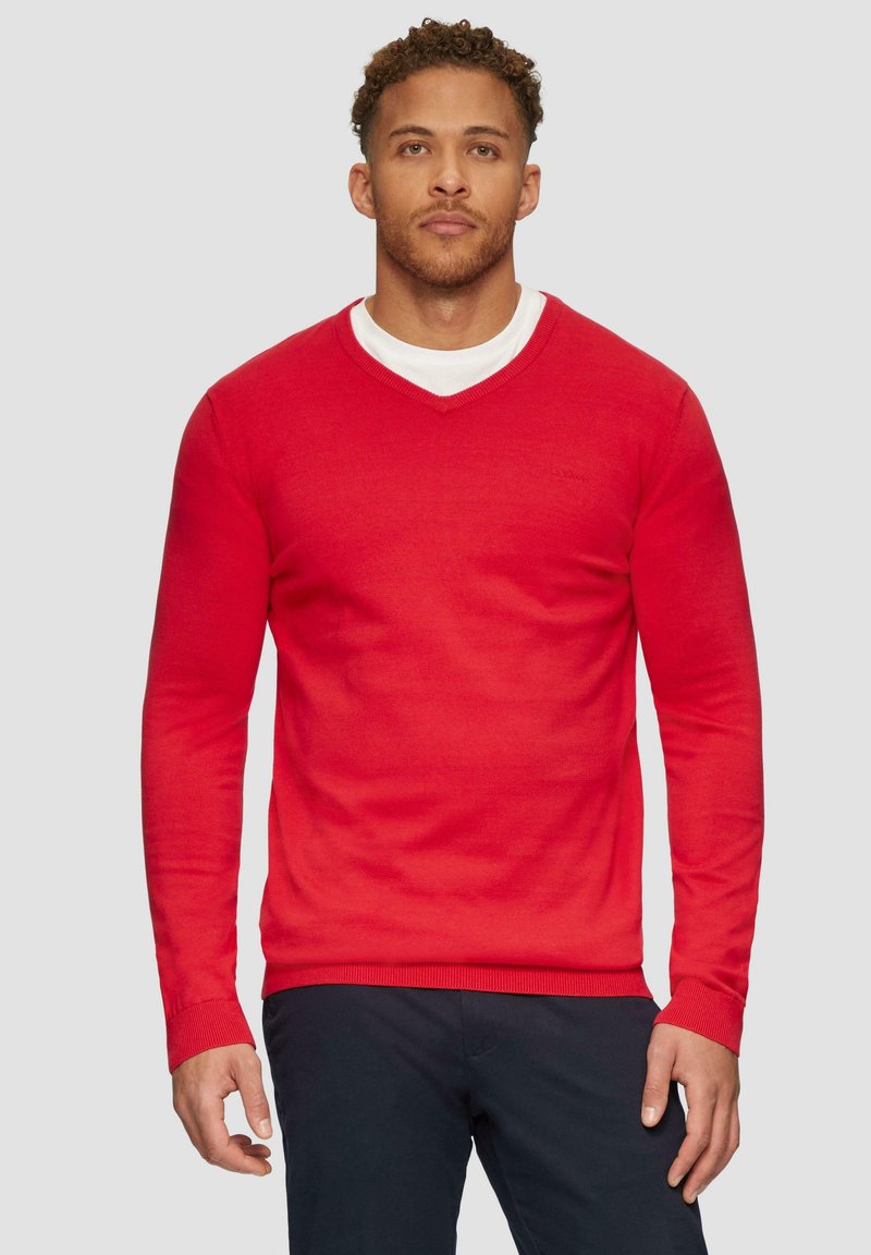 s.Oliver MIT LOGO-STICKEREI - Strickpullover - himbeere