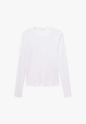 Witte longsleeve t-shirt van lichtgewicht stof, met een ronde halslijn en een rechte snit, zonder zichtbare patronen of accenten.