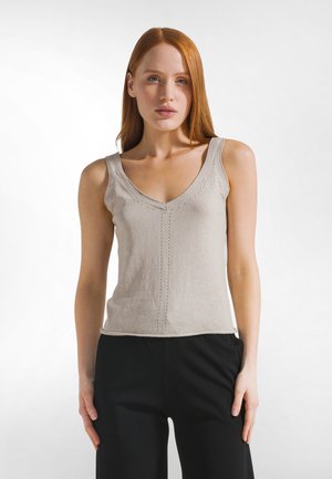 KNITTED SINGLET  - Top - beige