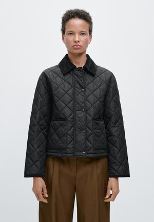 SHORT LIGHTWEIGHT WATER-REPELLENT CORDUROY PUFFER - Overgangsjakke - black