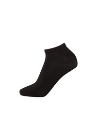 Black ankle sock with a smooth texture, elastic cuff, and rounded toe; designed for comfort and fit, without visible patterns or accents.