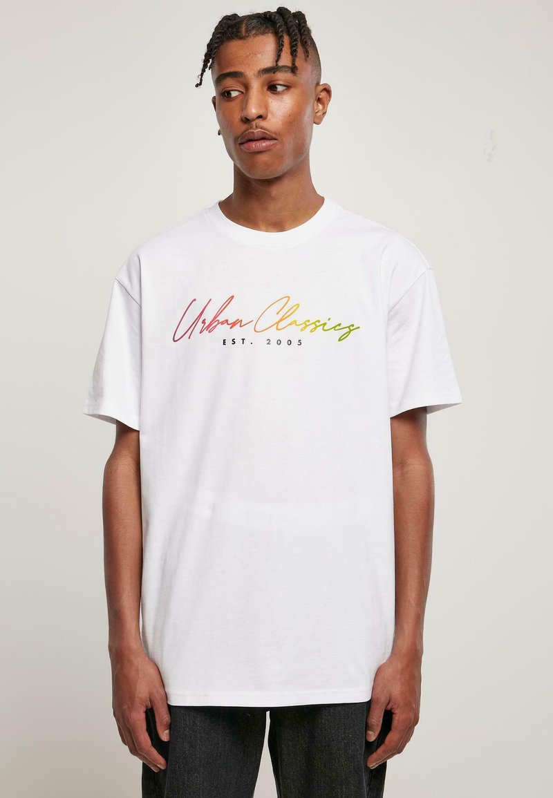 Herren T-Shirts basic | Urban Classics SCRIPT LOGO T-Shirt print white/weiß - TU83218 Herren T-Shirts basic | Urban Classics SCRIPT LOGO T-Shirt print white/weiß - TU83218