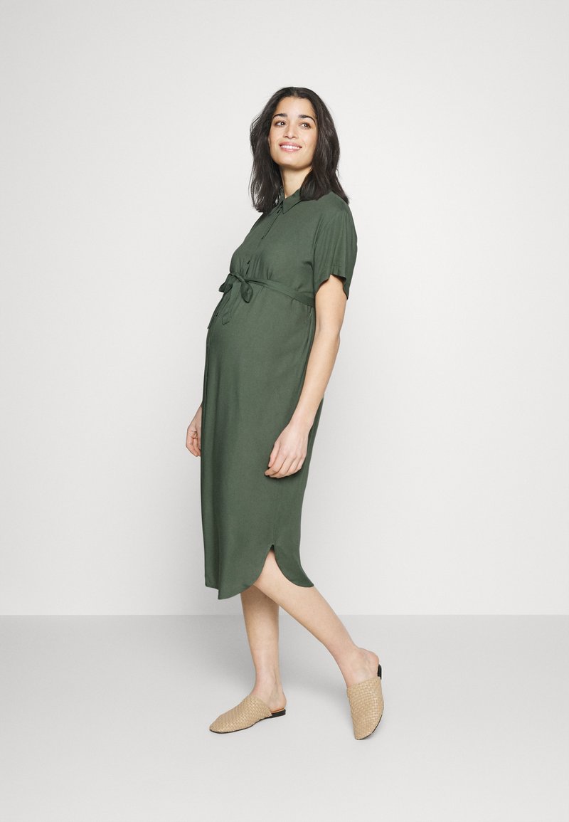 Vero Moda Maternity VMMBUMPY CALF - Vestido camisero - laurel wreath