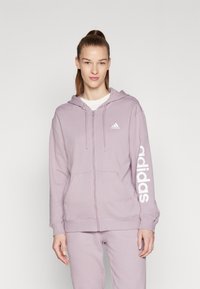 adidas Sportswear ESSENTIALS LINEAR FULL-ZIP - Mikina so zipsom - preloved fig/white