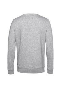 Felpa grigia, realizzata in materiale morbido, con scollatura a girocollo e maniche lunghe. Design semplice con polsini e orlo a coste.