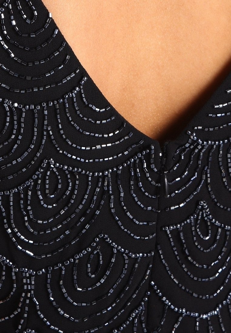tassel beaded mini shift dress Black Abstract Floral Print Shift Dress