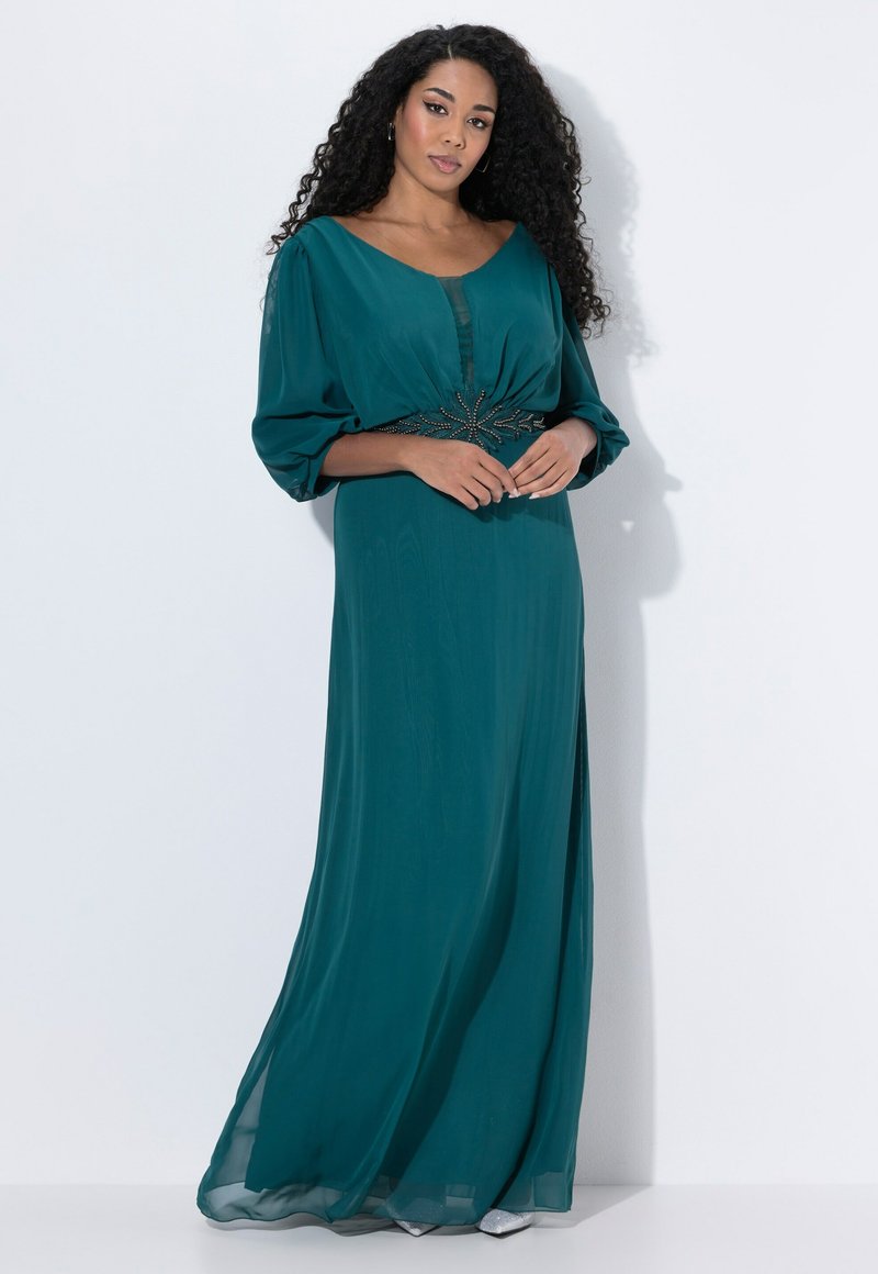 Ulla Popken LAYERED PLUNGING NECKLINE - Maxi dress - petrol green/teal -  Zalando