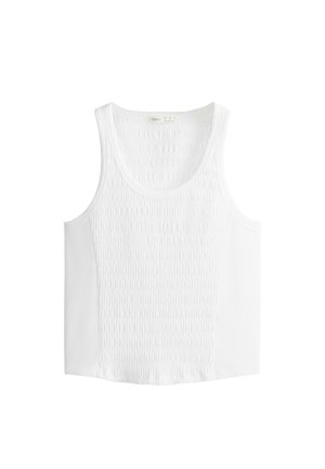 OYSHO, SEAMLESS SLEEVELESS SMOCKED T-SHIRT - Débardeur - white