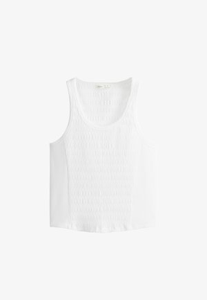OYSHO, SEAMLESS SLEEVELESS SMOCKED T-SHIRT - Débardeur - white