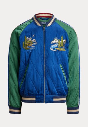 EMBROIDERED SATIN BOMBER JACKET - Μπουφάν τύπου bomber - canyon blue