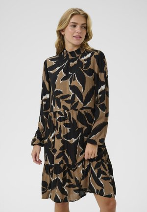 LINDA   - Dnevna obleka - toasted coconut black flower