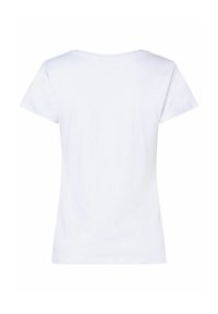 Hvid kortærmet t-shirt med rund halsudskæring og glat tekstur, med et enkelt, udekoreret design.