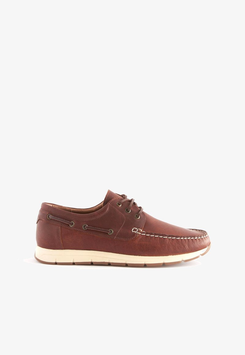 Next LEATHER BOAT SHOES - Jadralni čevlji - dark tan
