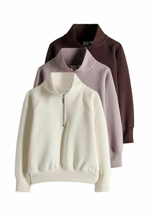 THE SET, 3 PACK ZIP NECK SWEATSHIRTS - Pusa - pink purple cream