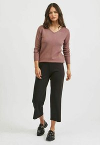 VILA VIRIL L/S V-NECK TOP - Pulover - rose taupe
