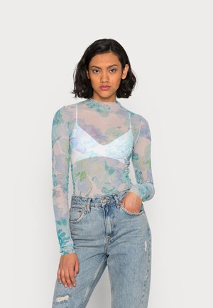 LINE PRINTED LONGSLEEVE - Top s dlouhým rukávem - turquoise