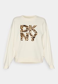 NEW YORK STACKED ANIMAL PRINT LOGO CREW NECK PULLOVER - Camisola - eggnog/black/whiskey