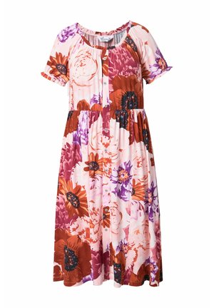 MIAMODA, MIDI A-LINIE ALLOVER PRINT CARMEN AUSSCHNITT - Jerseykjole - red