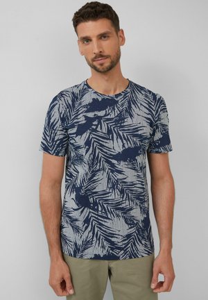 s.Oliver MIT CREW NECK  - Print T-shirt - tiefblau