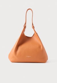 Taan nahast õlakott pehme disainiga, ümar ülaosa ja ühe lintnahkrihmaga. Tekstureeritud pind, mille allosas on hõbedane logo.