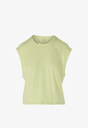 Short-sleeve, pale lime green athletic top with a relaxed fit and slightly dropped shoulders. Made from a soft, breathable fabric.