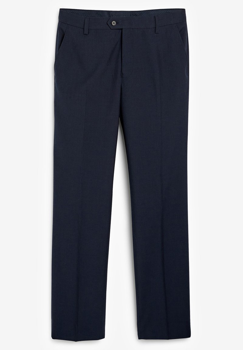 Marineblaue, maßgeschneiderte Hosen aus leichtem Material. Mit Seitentaschen und einem Knopfverschluss, im geraden Bein-Design.