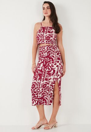 SLIM FIT SET - Uska suknja - bordeaux