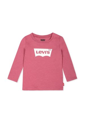 Maglietta a maniche lunghe rosa in cotone, con una grafica del logo bianco Levi's al centro, scollatura rotonda e orlo dritto.